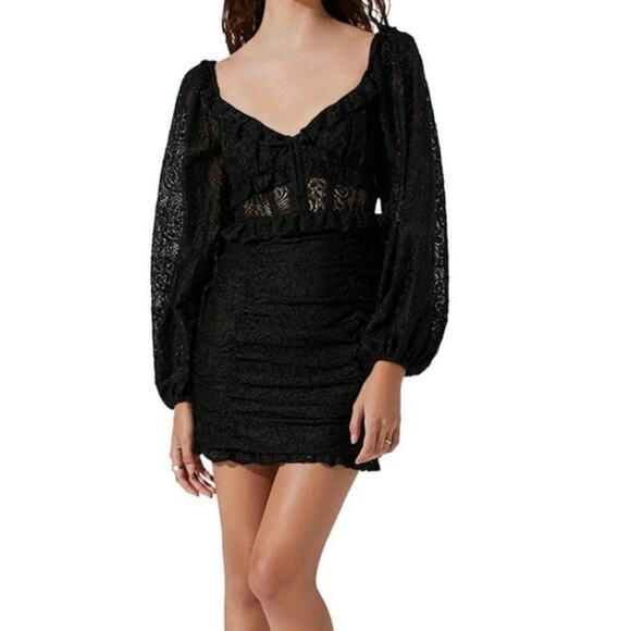 ASTR the Label lace mini cocktail party dress black size Medium M - Picture 1 of 6